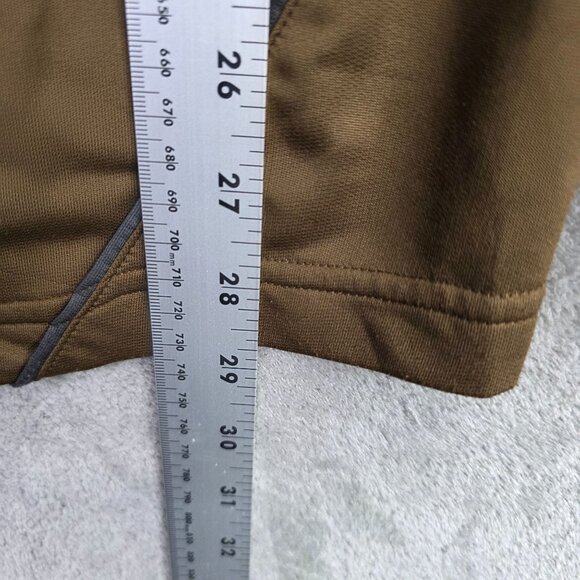 Mens Antigua Desert Dry Brown 1/4 Zip Polo Shirt Long Sleeve Polyester Size L - Picture 6 of 7